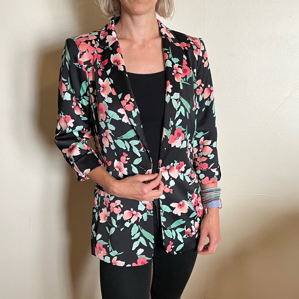 Black and Pink Floral Calvin Klein Blazer